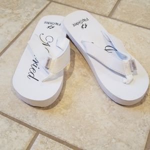 White "just married" flip flop